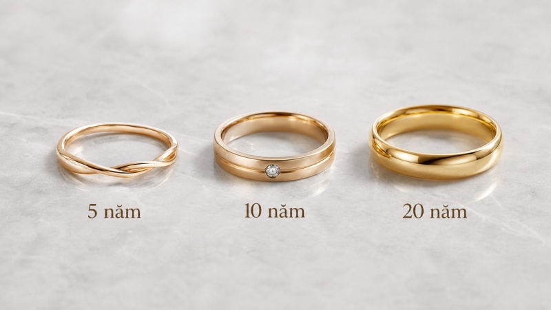 Chọn nhẫn kỷ niệm theo từng cột mốc thời gian khác nhau