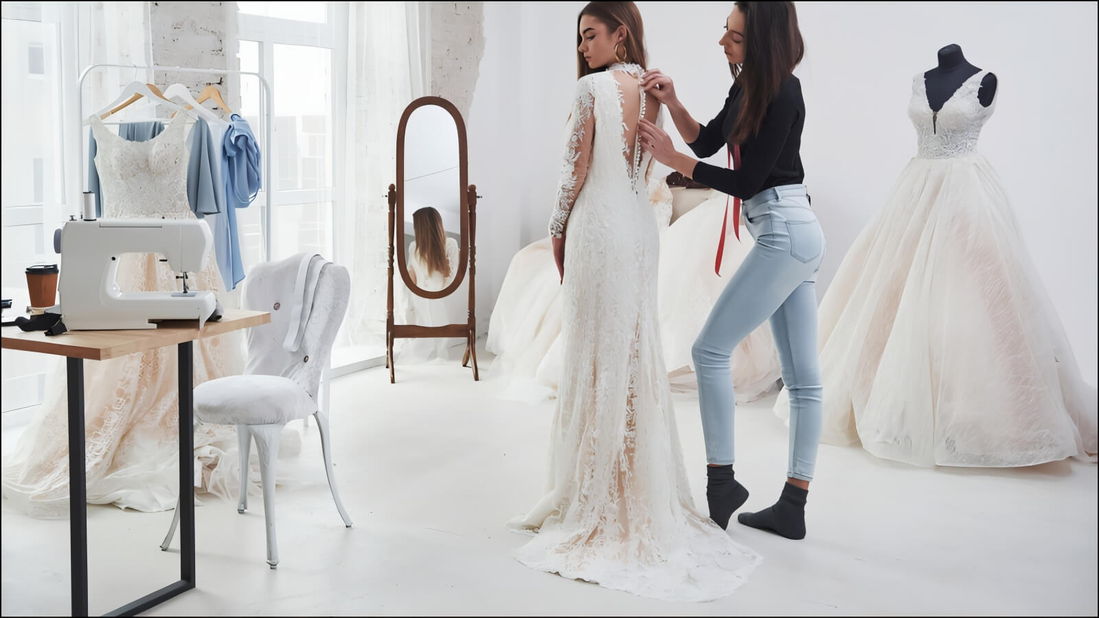 Việc chọn váy cưới không chỉ dựa vào sở thích mà còn cần phải phù hợp với vóc dáng, phong cách và cả không gian tổ chức tiệc