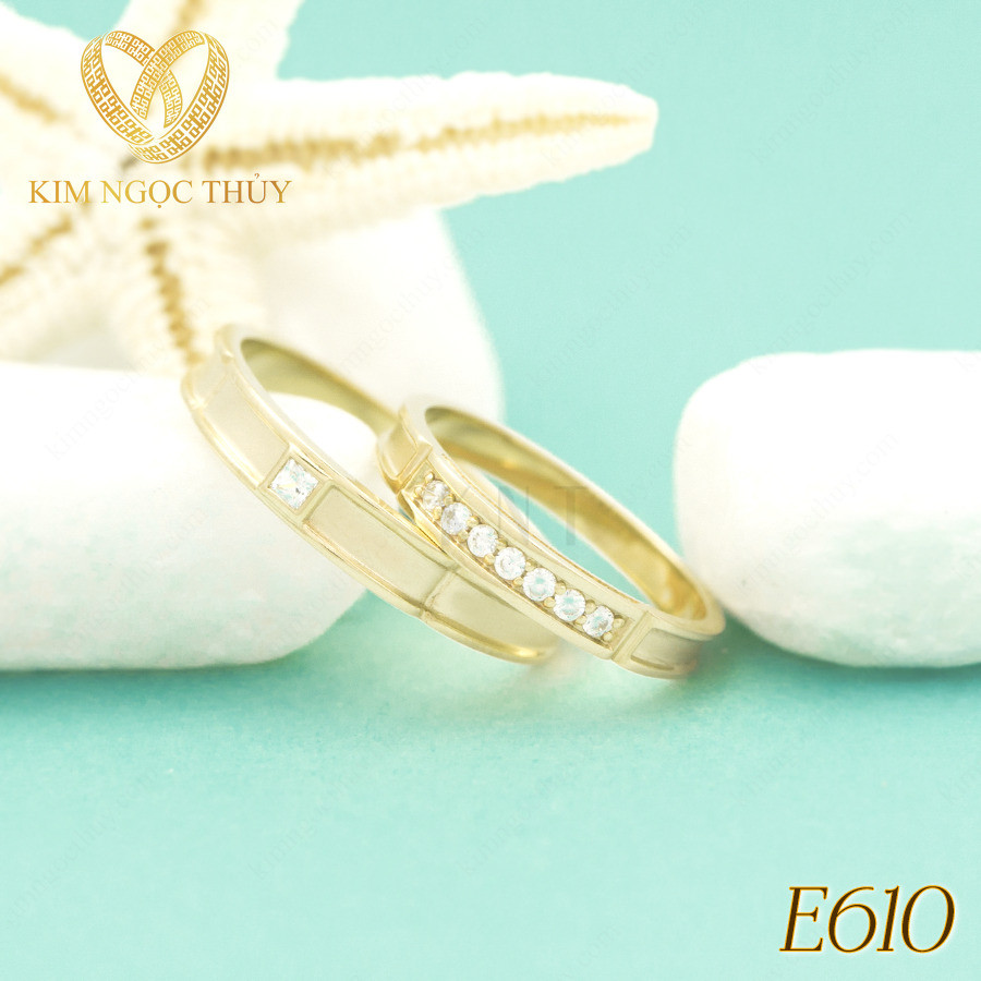 Nhẫn cưới E610 kết hợp phong cách hiện đại và cổ điển