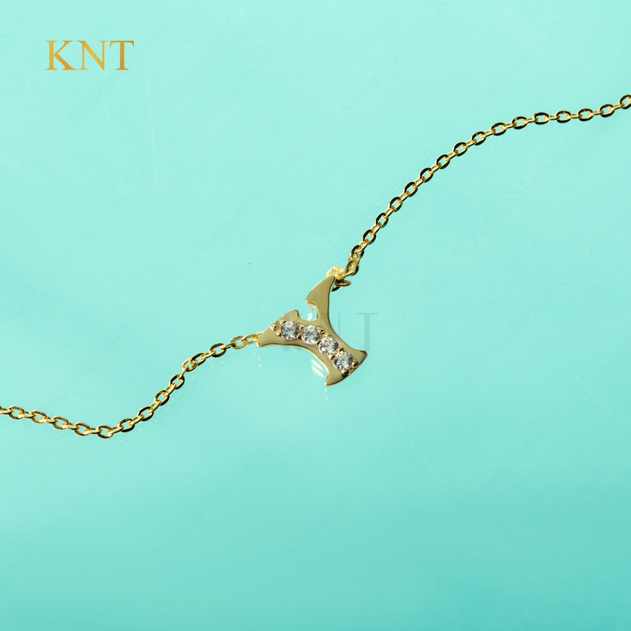 Dây chuyền Freedom Sky chữ Y: Vàng 607, mặt dây chữ Y đính đá