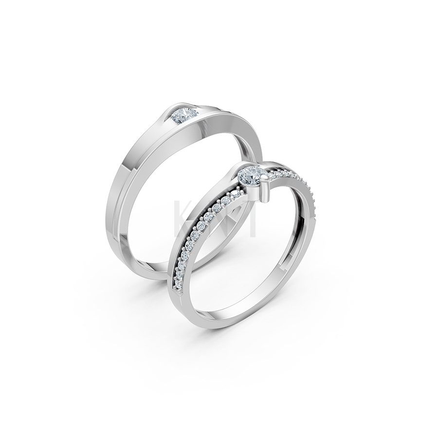 Nhẫn cặp vàng CV214 màu vàng trắng thanh lịch