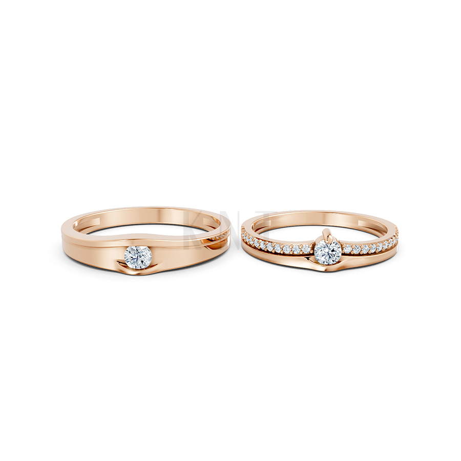 Nhẫn cặp vàng CV214 thiết kế cách điệu độc đáo