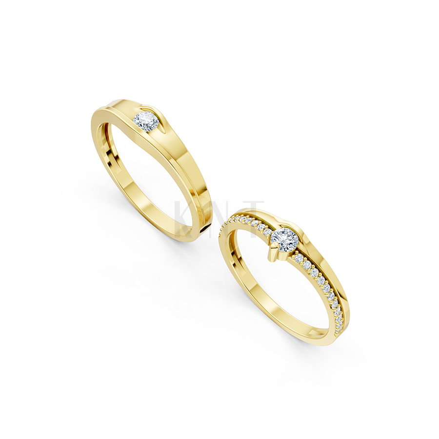 Nhẫn cặp vàng CV214 thiết kế làm nổi bật tay người đeo