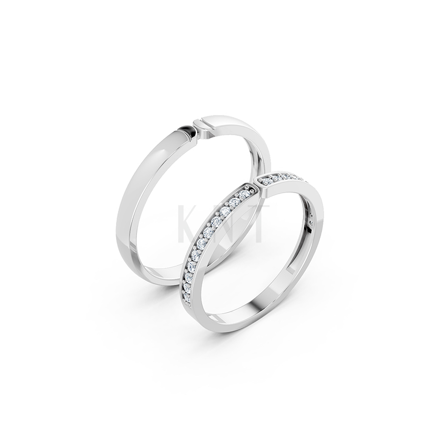 Nhẫn cặp vàng CV28 màu vàng trắng thanh lịch