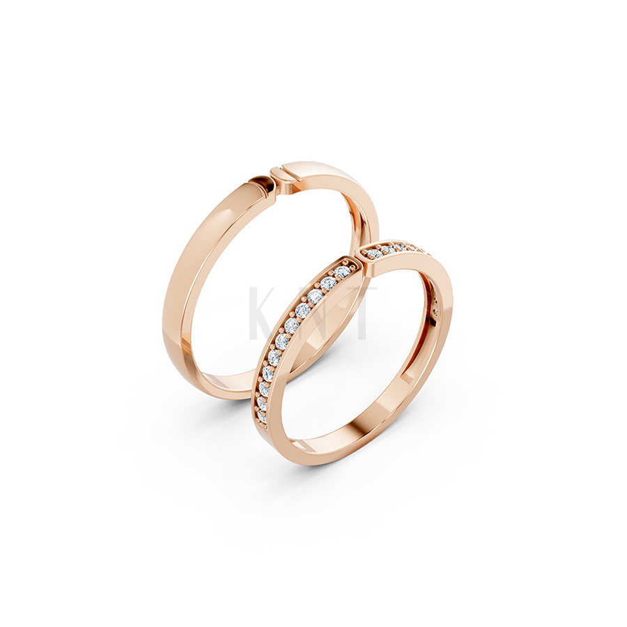 Nhẫn cặp vàng CV28 màu vàng hồng cá tính