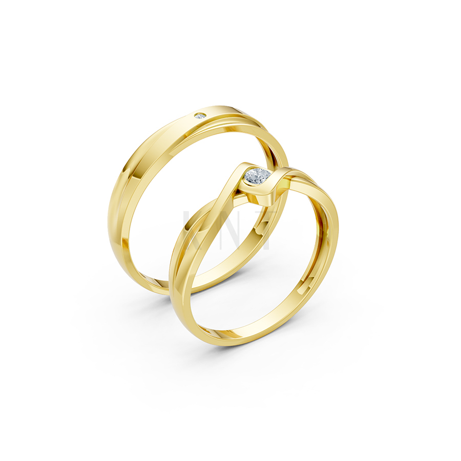 Nhẫn cặp vàng CV40 thiết kế hiện đại, tỉ mỉ, chế tác từ vàng 10K