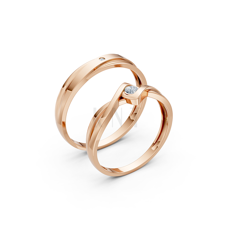 Nhẫn cặp vàng CV40 màu vàng hồng độc đáo