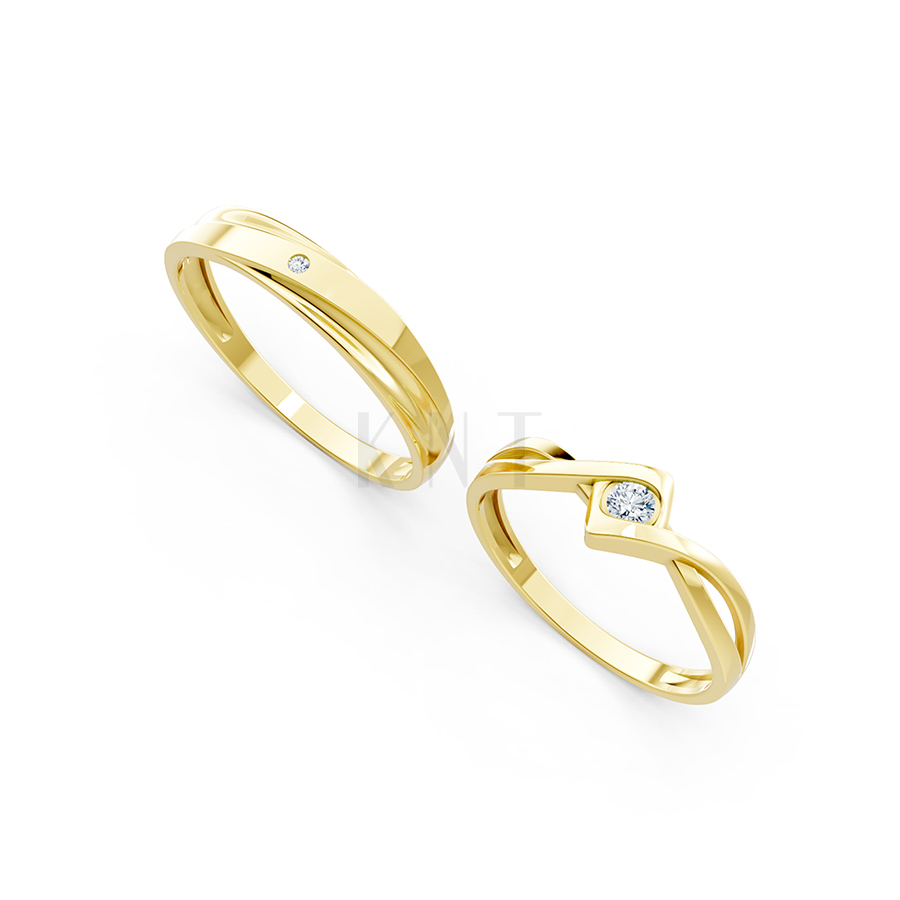 Nhẫn cặp vàng CV40 bản nhẫn chạm khắc uốn lượn sắc nét