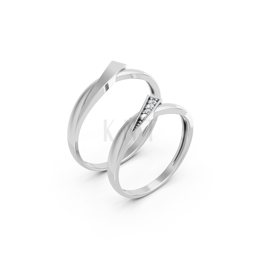 Nhẫn cặp vàng CV6 màu vàng trắng hiện đại