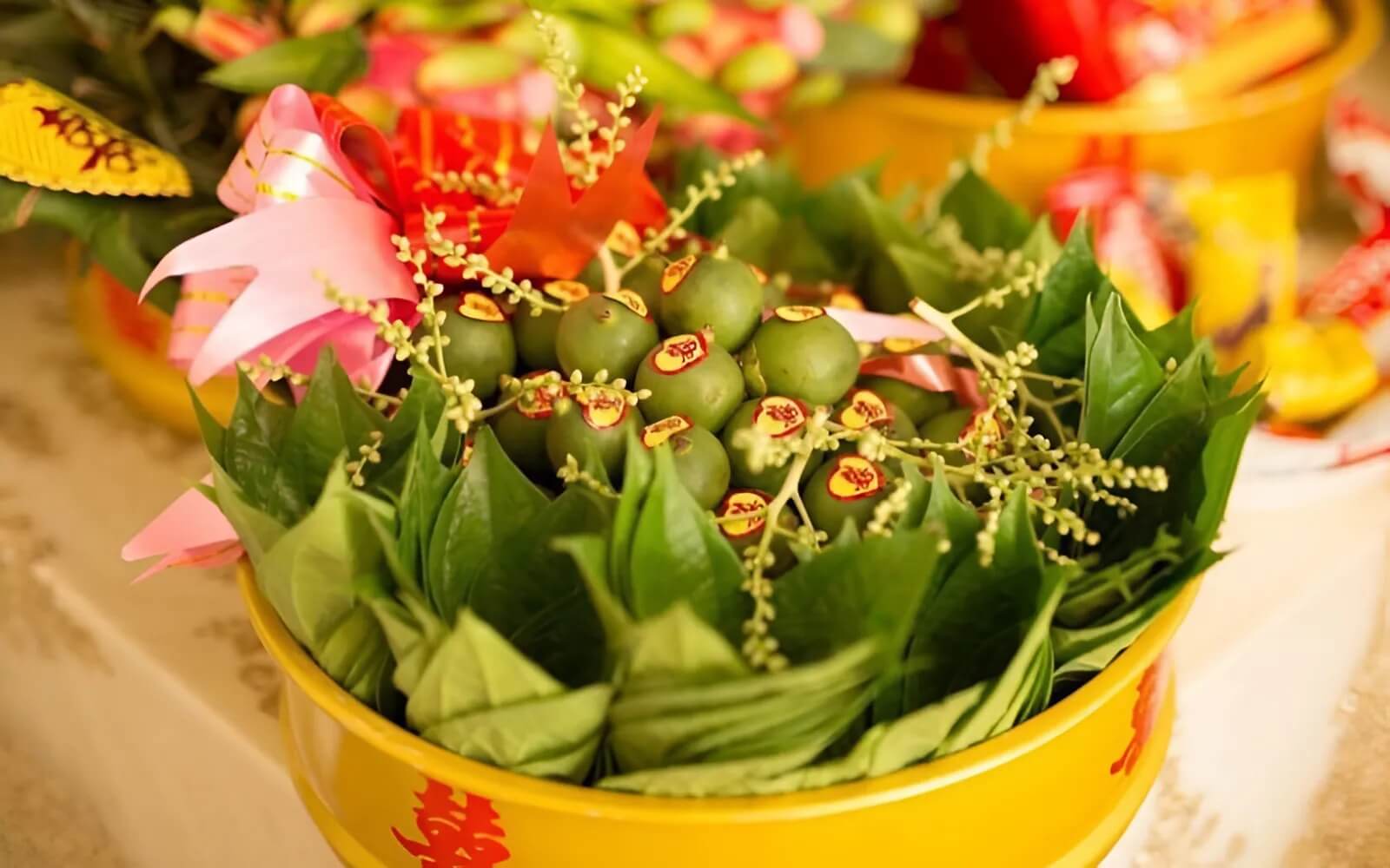 Mâm trầu cau đám cưới theo phong cách truyền thống