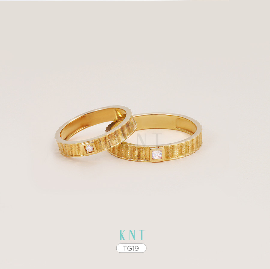 Nhẫn cưới TG19 hoạ tiết vân sóng độc đáo