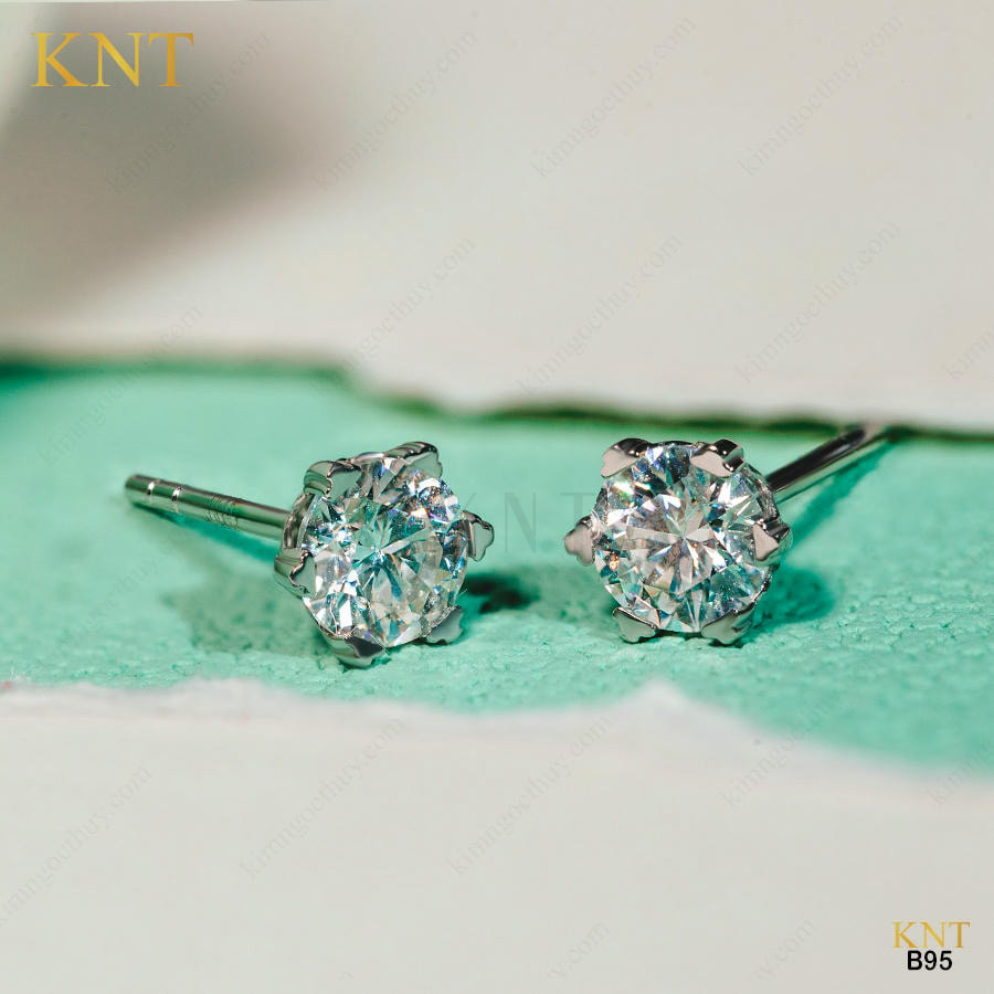 Bông tai cưới B95 thiết kế đơn giản, chất liệu vàng 10K/14K cao cấp