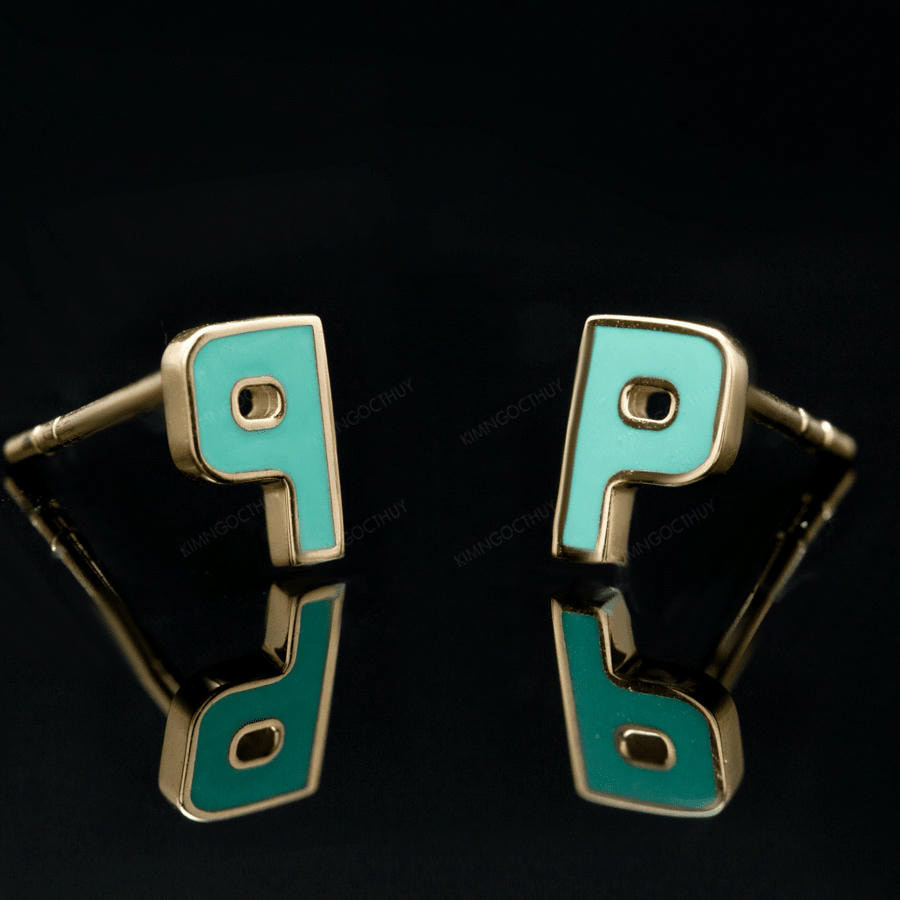 Bông tai Sea La Vie chữ P - BP - Trang sức thiết kế độc đáo