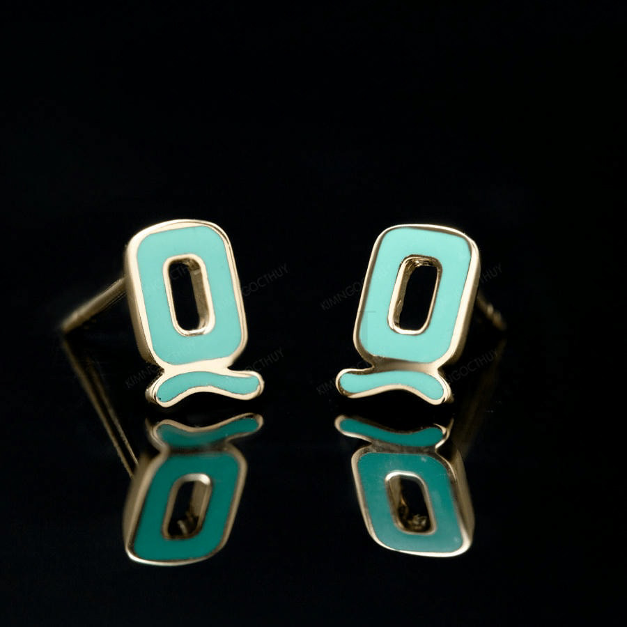 Bông tai Sea La Vie chữ Q - BQ - Trang sức thiết kế độc đáo tại Kim Ngọc Thủy