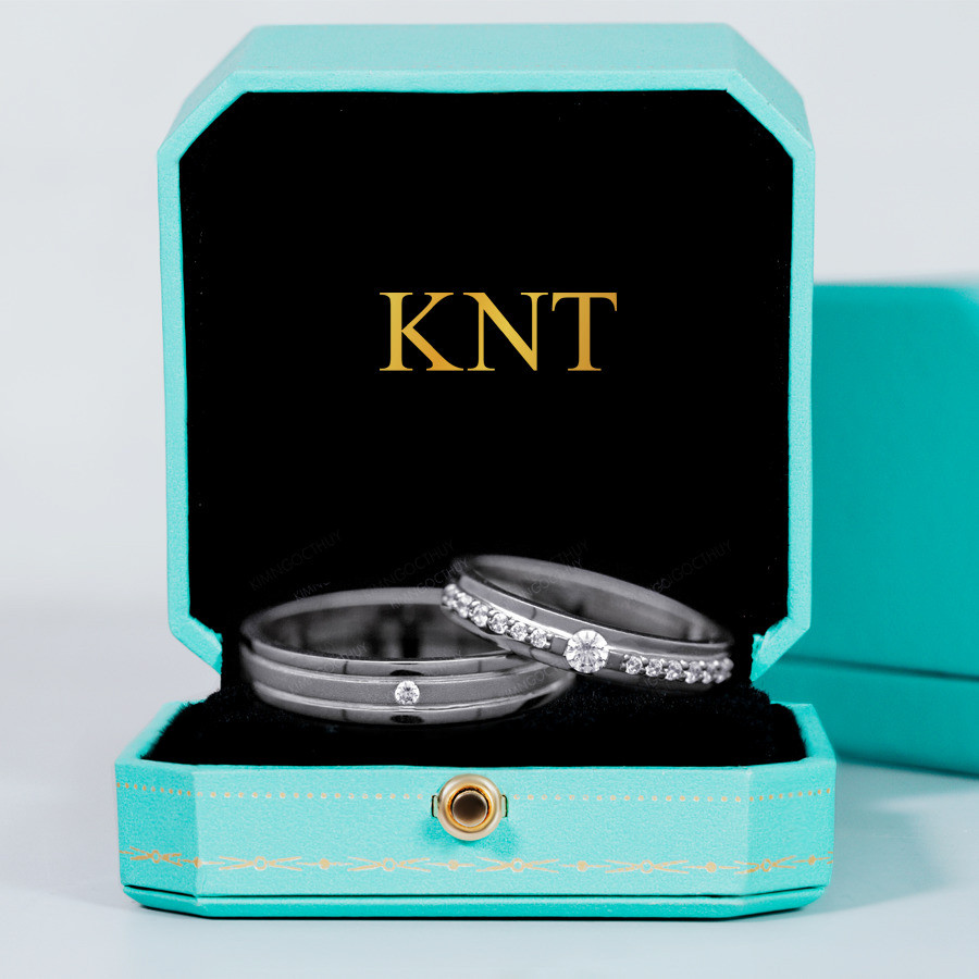 Nhẫn cưới E449 màu vàng trắng tối giản