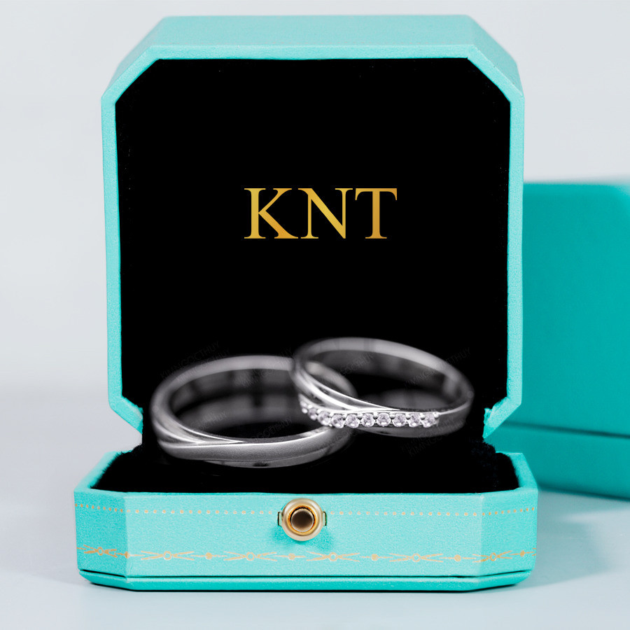 Nhẫn cưới E808 đính đá lấp lánh