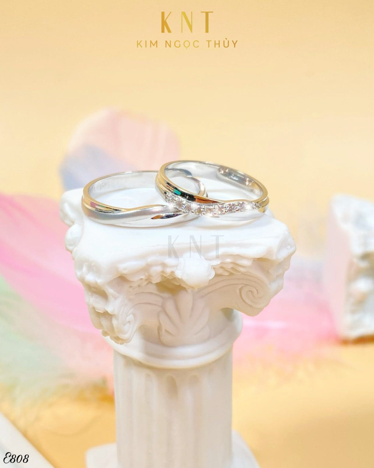 Nhẫn cưới E808 thiết kế hiện đại và thanh lịch