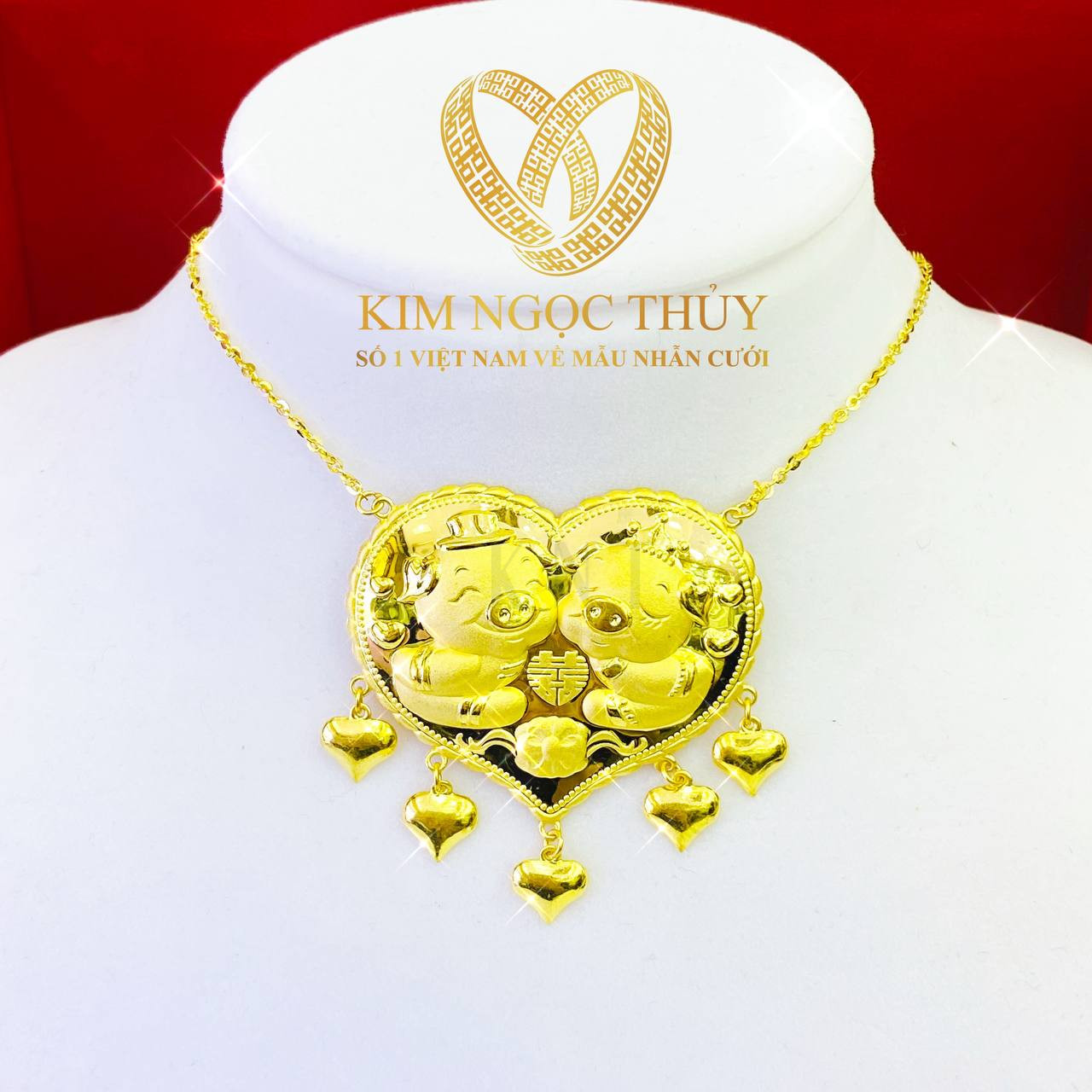 Dây chuyền heo 2 chỉ: Biểu tượng may mắn, tài lộc cho cô dâu