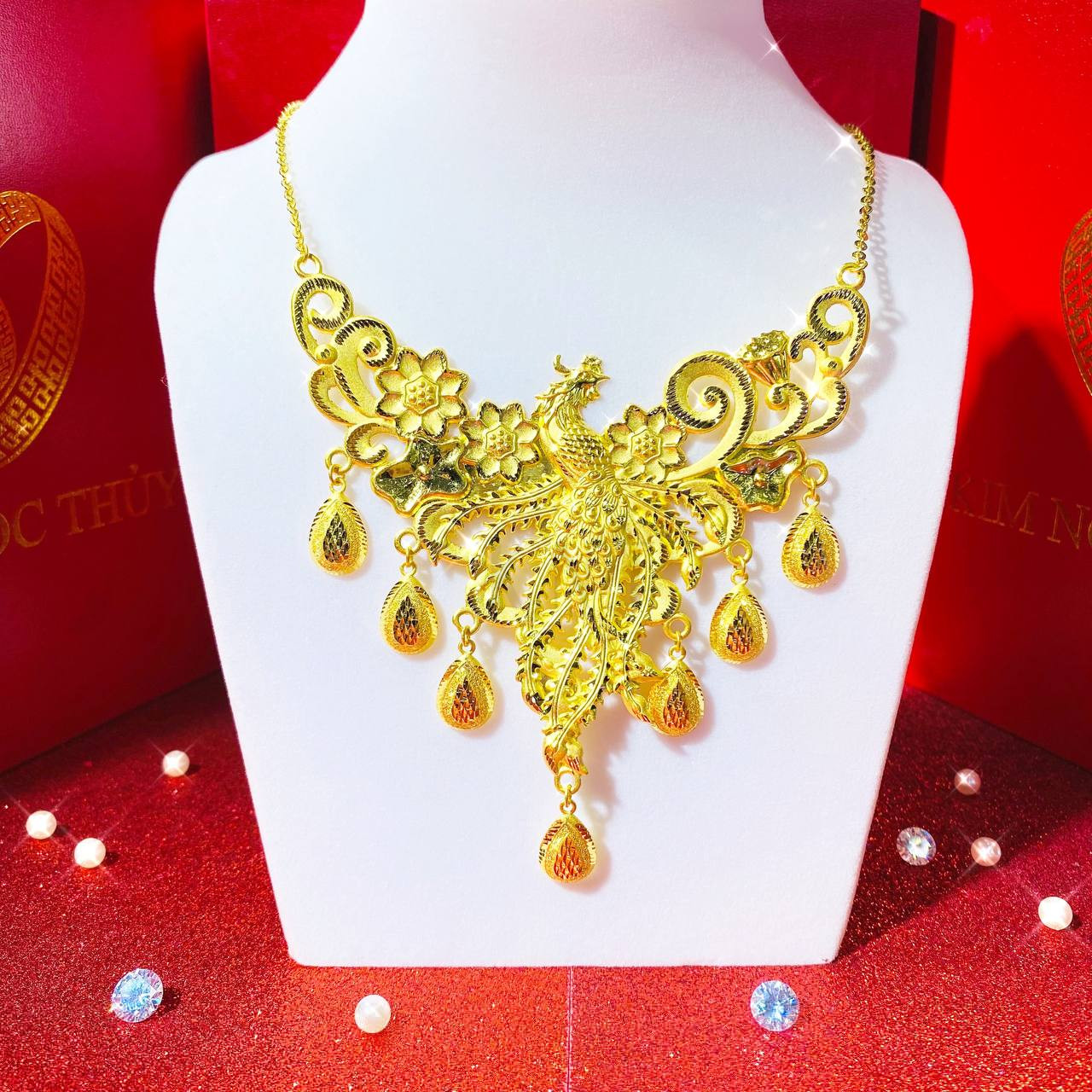 Dây chuyền Long Phụng Sum Vầy: Mặt dây chuyền Long Phụng sum vầy vàng 24K