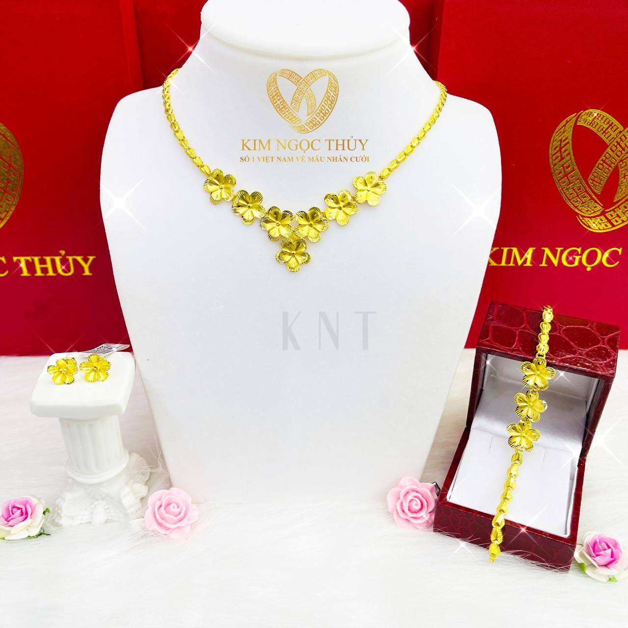 Bộ trang sức cưới vàng 24K 3.5 chỉ, nữ trang cưới cao cấp