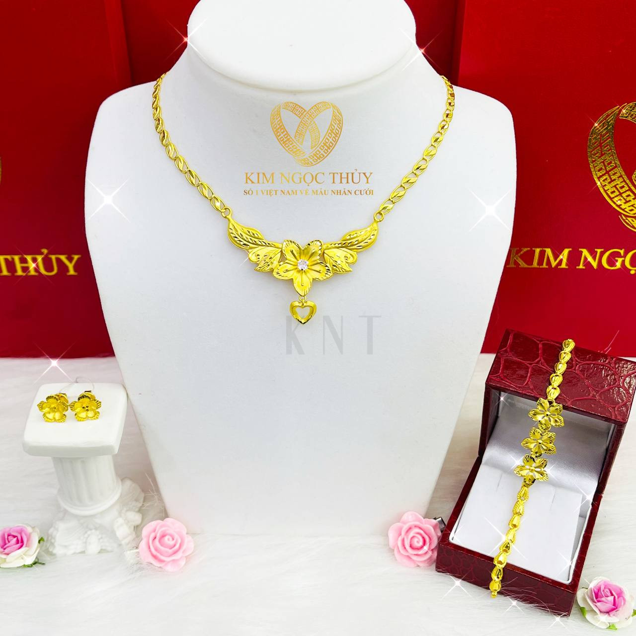 Bộ trang sức cưới 3.5 chỉ vàng 24K, nữ trang cưới cao cấp