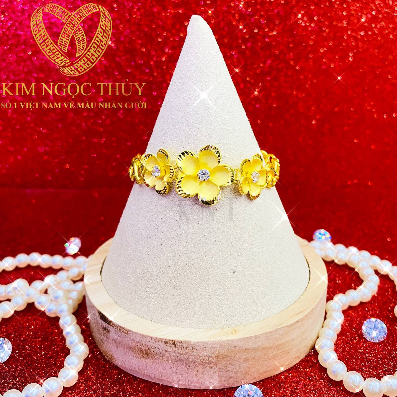 Lắc tay 2 chỉ hình hoa cao cấp, đẹp cuốn hút