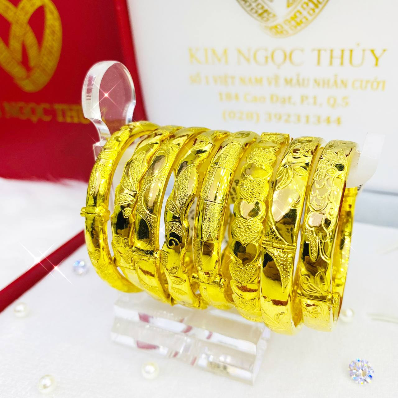 Vòng tay chạm hoa văn long phụng - Trang sức cưới vàng 24K cao cấp