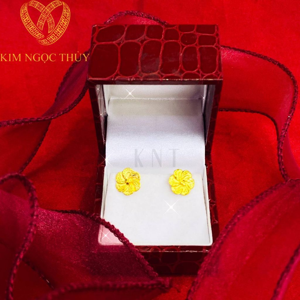 Bông tai hoa mai vàng 24K 5 phân đẹp sắc sảo