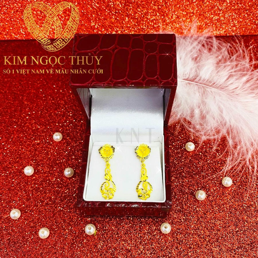 Bông tai Hoa Mai Long Phụng: Trang sức cưới vàng 24K tinh xảo, biểu tượng may mắn cho cô dâu