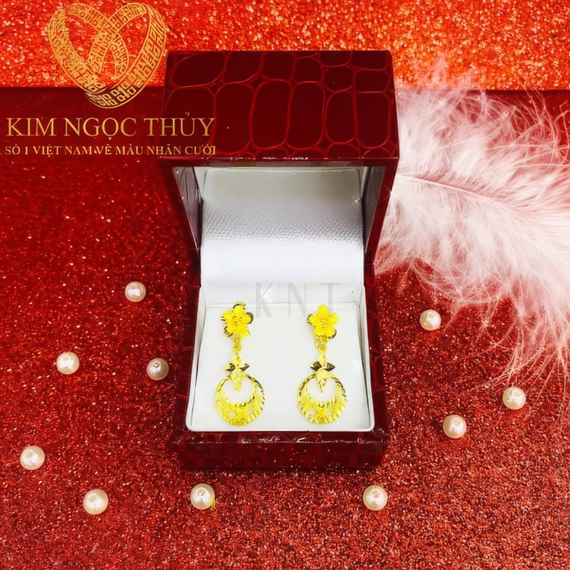 Bông tai Hoa Mai Long Phụng - Trang sức cưới vàng 24K may mắn