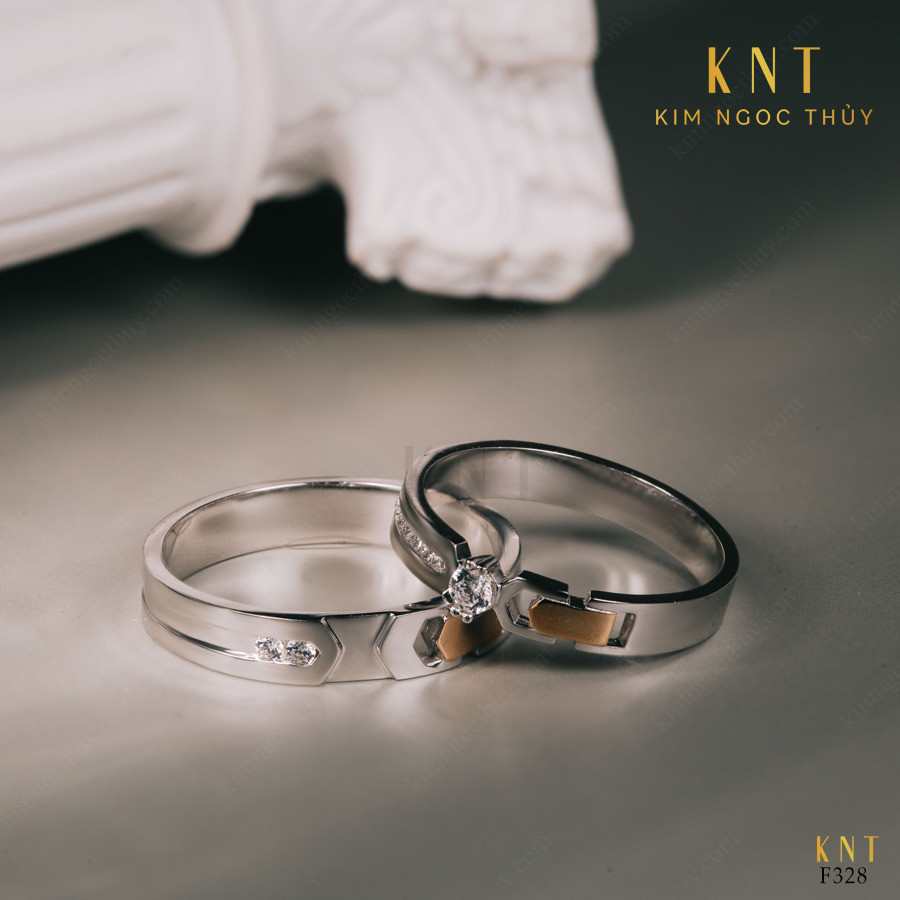 Nhẫn cưới F328 phối màu độc đáo và nổi bật