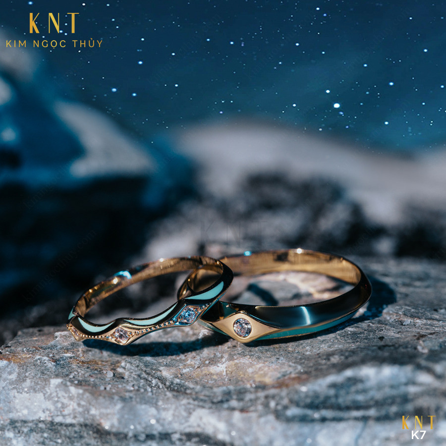 Nhẫn cưới Galaxy K7 đính đá lấp lánh và sang trọng