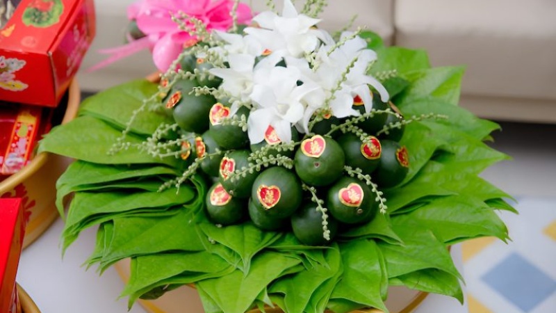 Mâm trầu cau trong lễ xin dâu