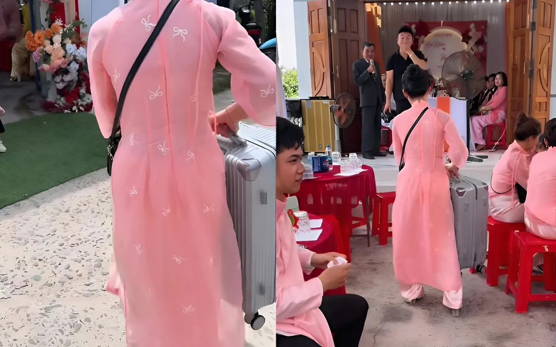 Người xách vali mang "vía" tốt lành, gửi gắm lời chúc phúc đầu tiên cho cuộc sống mới của cô dâu tại gia đình mới