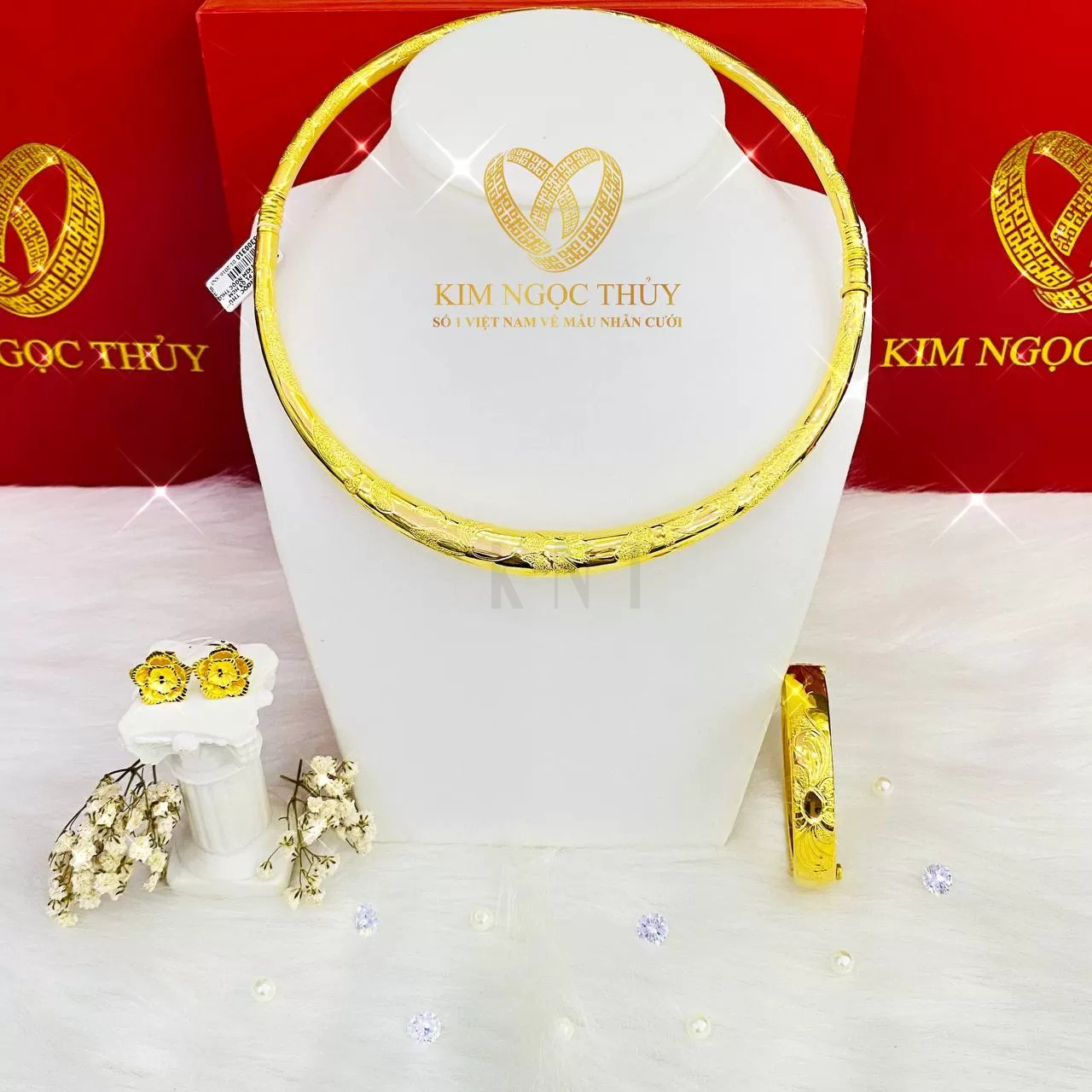 Bộ trang sức cưới 5 chỉ, nữ trang cưới vàng 24K cao cấp