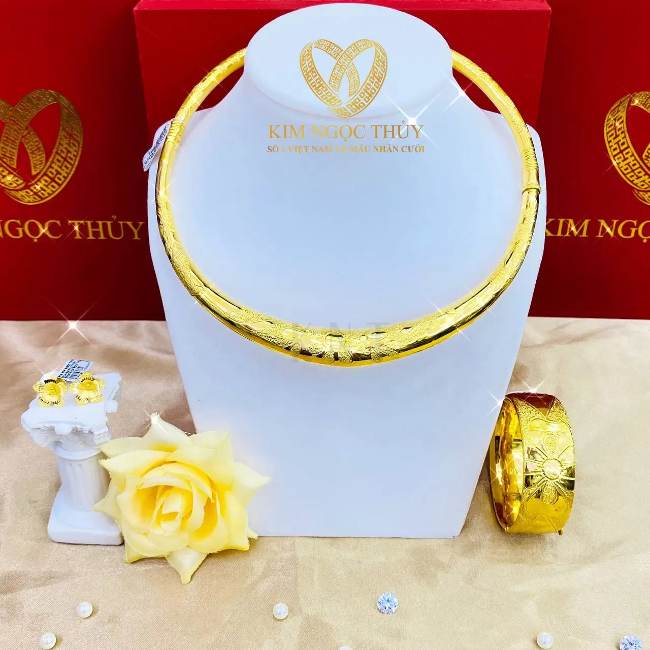 Bộ trang sức cưới 6.5 chỉ, nữ trang cưới vàng 24K cao cấp