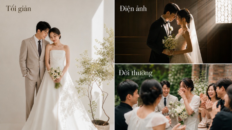 Xu hướng chụp ảnh cưới hiện nay với nhiều concept cảm xúc và tối giản