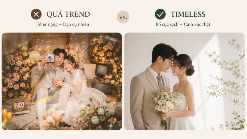 So sánh hình ảnh với bối cảnh quá đà và bối cảnh tự nhiên, đơn giản