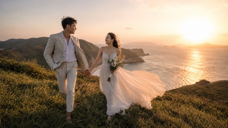 Xu hướng chụp ảnh cưới ngoài trời tại biển và thiên nhiên