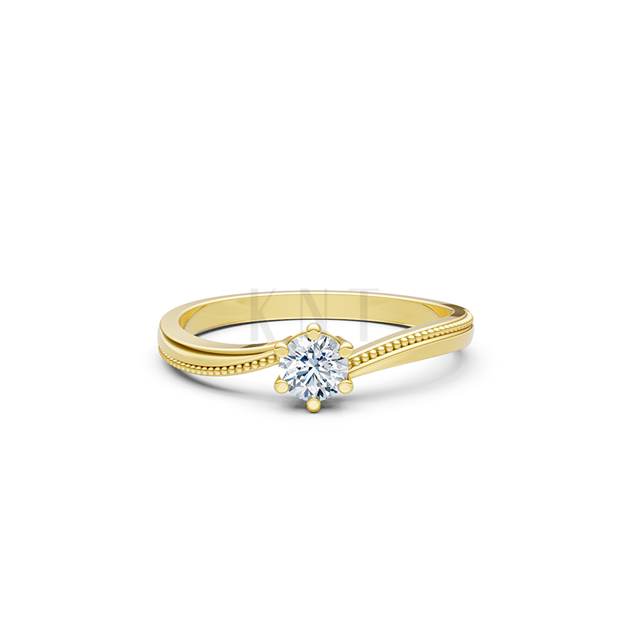 Nhẫn đính hôn R448 bản nhẫn mảnh viền bi uốn lượn mềm mại