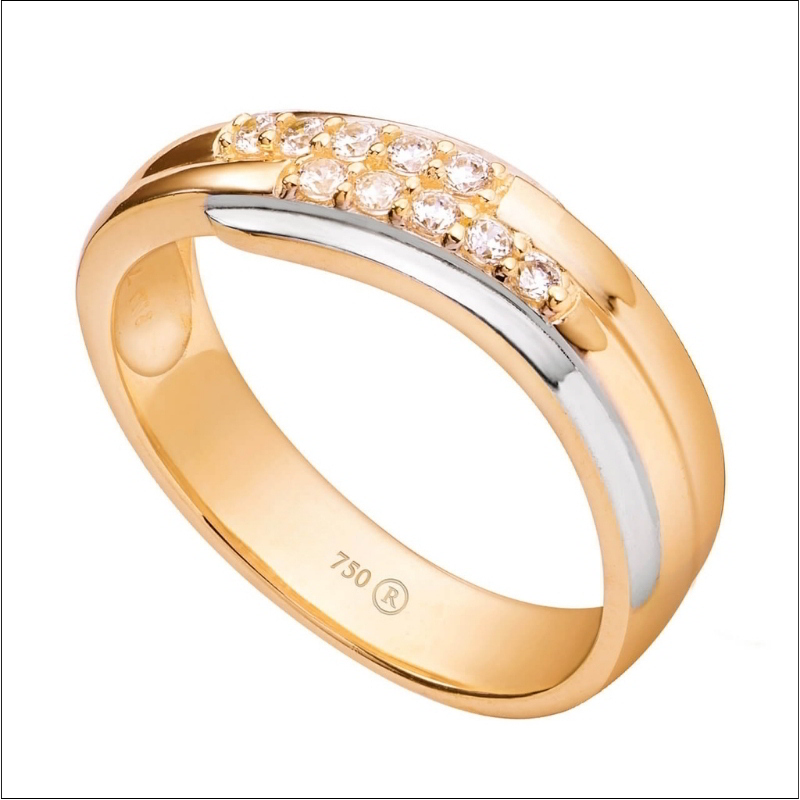Ký hiệu hàm lượng vàng 750 khắc trên mặt trong của nhẫn cưới