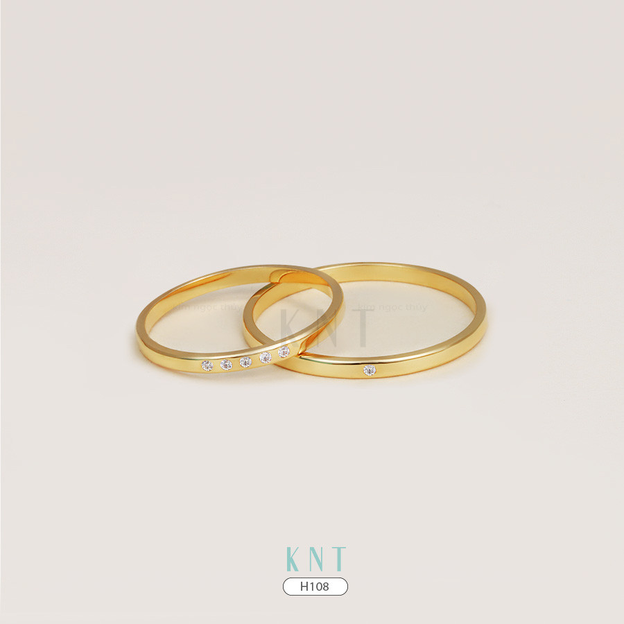 Nhẫn cưới H108 nhẫn nữ điểm xuyến hàng đá nhỏ lấp lánh