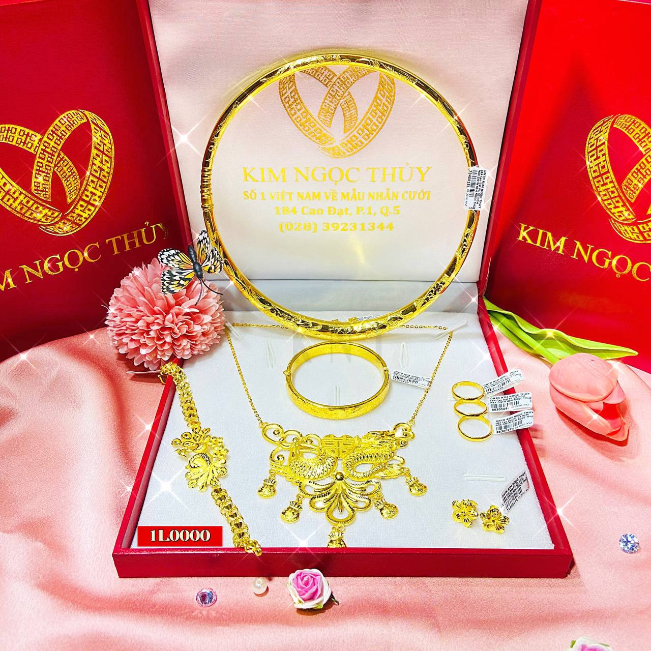 Bộ trang sức cưới 1 lượng vàng 24K cao cấp cho cô dâu