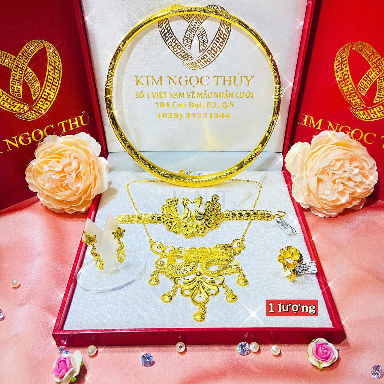 Bộ trang sức cưới 1 lượng vàng 24K cao cấp, tinh xảo