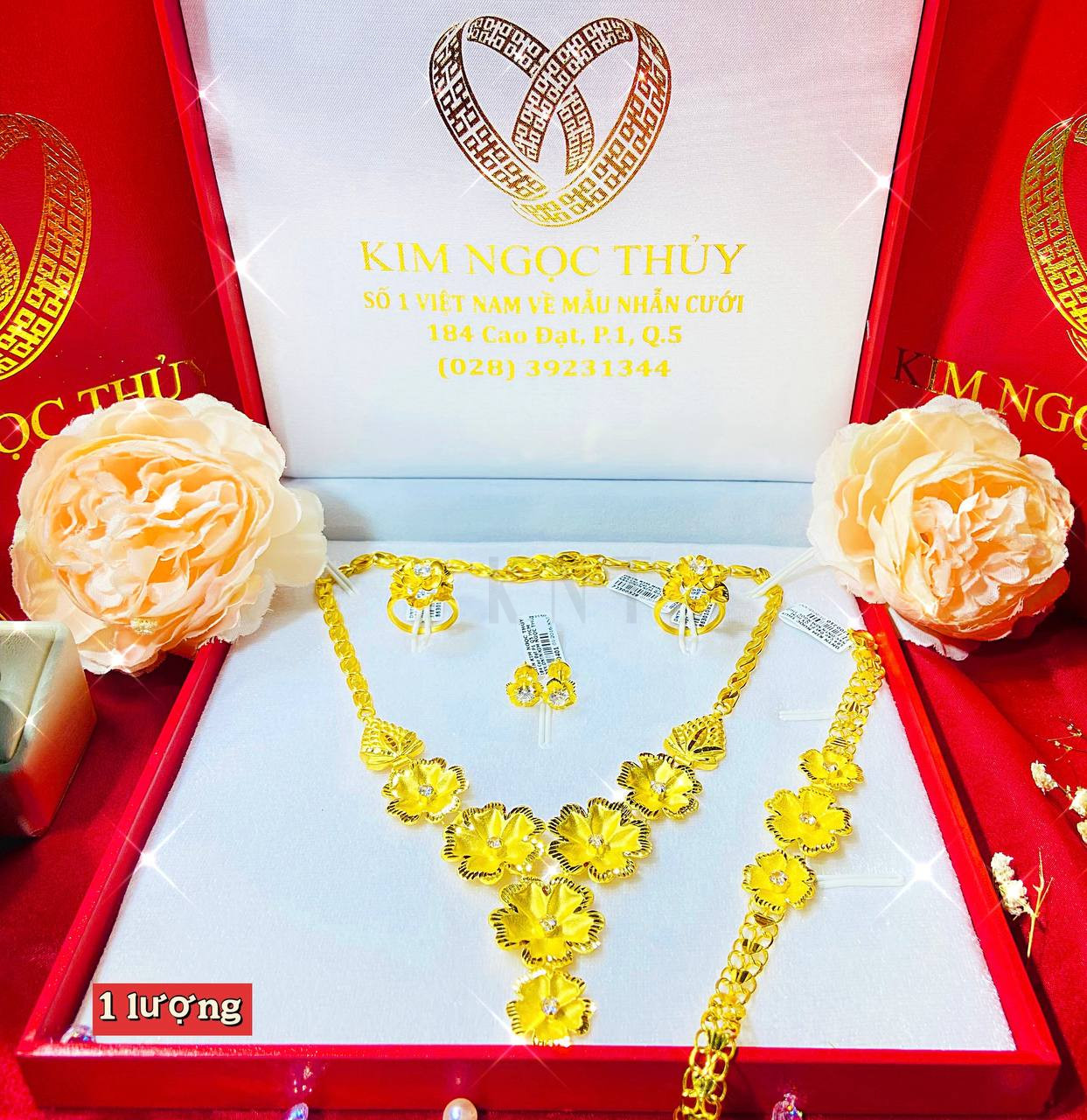 Bộ sưu tập trang sức cưới 1 lượng vàng 24K cao cấp, thiết kế tinh xảo, sang trọng