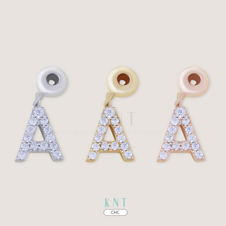 Charm chữ A - Thiết kế tinh xảo, đính đá nổi bật