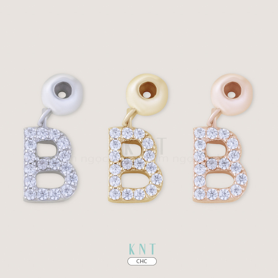 Charm chữ B - Thiết kế thanh thoát, đính đá lấp lánh