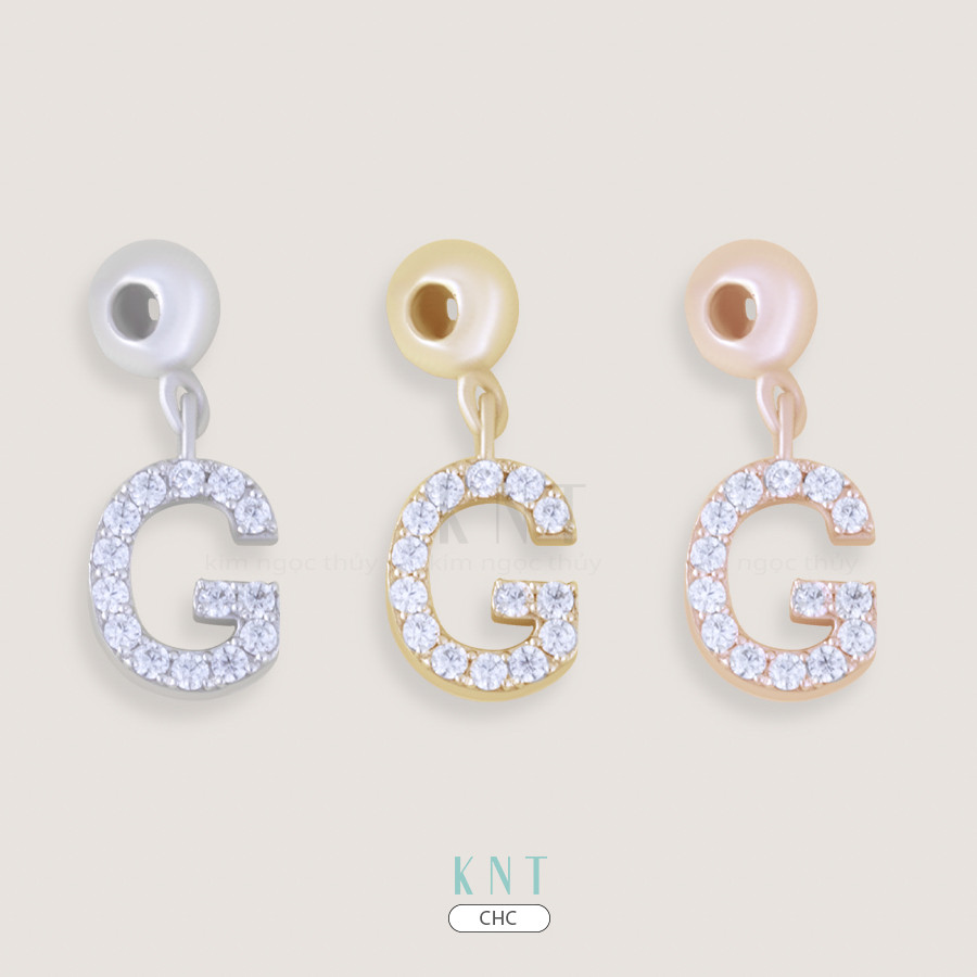 Charm chữ G chất vàng 10K: Thiết kế mềm mại, đính đá tinh tế