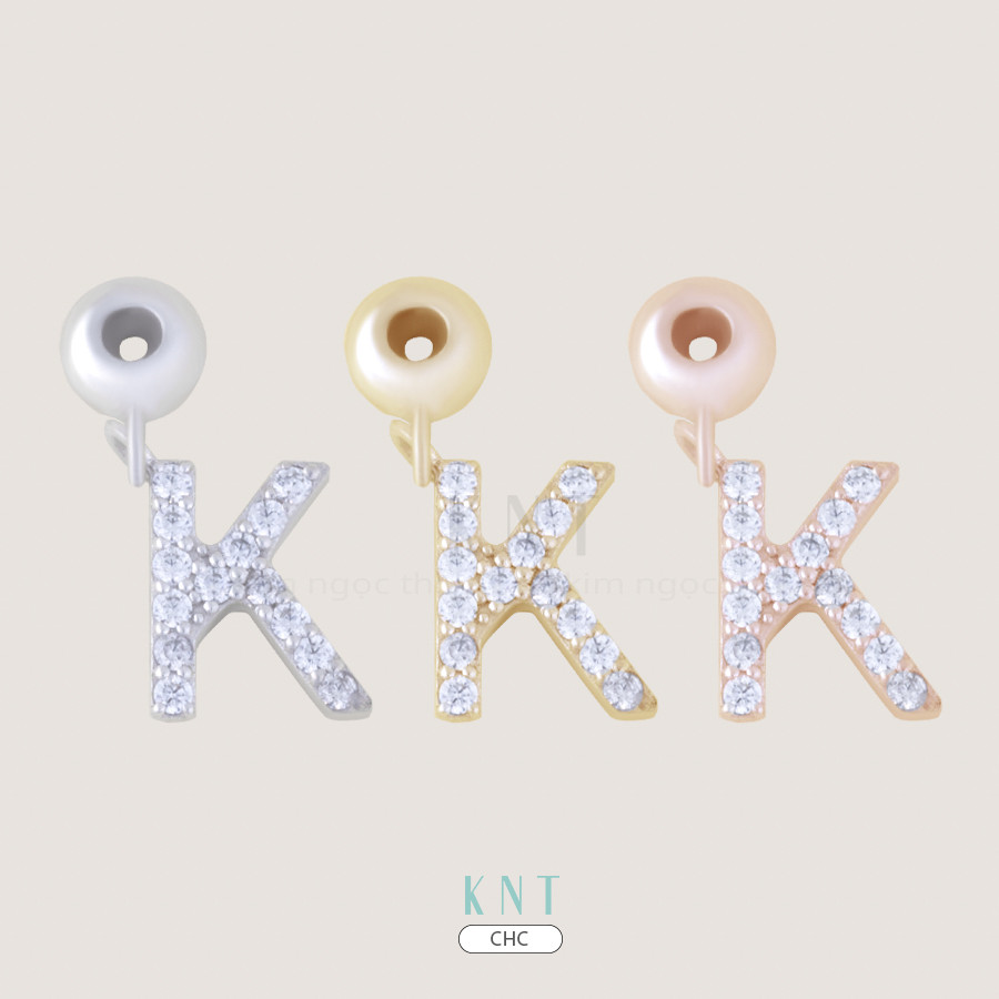 Charm chữ K từ Kim Ngọc Thủy chất liệu vàng 10K bền đẹp