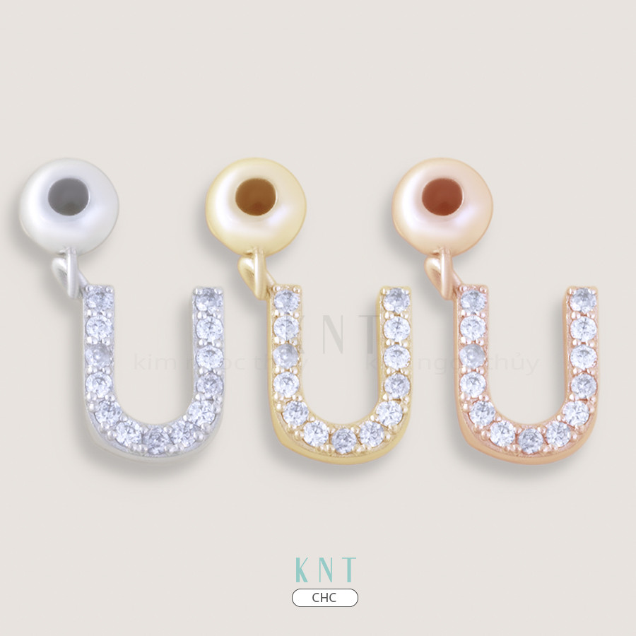 Charm chữ U chất liệu vàng 10K, thiết kế tối giản, ý nghĩa